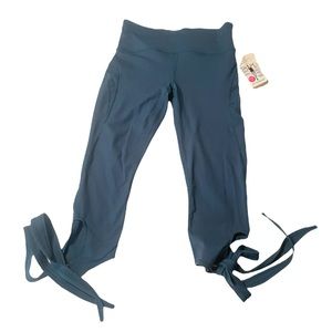 Shape Activewear Blue Teal Side Tie Capri Leggings NWT